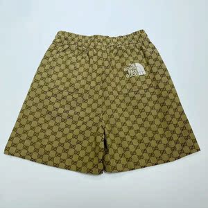 正品gucci/古驰tnf北面联名短裤男女款logo刺绣老花五分裤沙滩裤