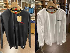 全球购 英国奥莱代购 burberry 博柏利 男士白/黑色圆领长袖t恤