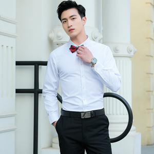 伴郎服兄弟装男夏季白色长袖衬衫套装短袖衬衣结婚礼服兄弟团大码