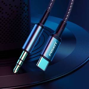 品胜aux铝合金编织type-c/lightning转3.5mm音频连接线1m