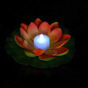 led七彩发光电子蜡烛河灯荷灯水灯供佛祈福许愿莲花灯水灯18cm
