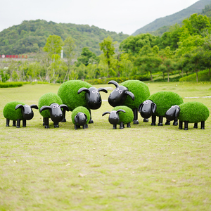草皮绿植绒羊摆件售楼部室外公园林景观雕塑卡通动物草坪装饰模型