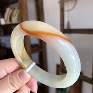 【60圈口】适合收藏 玉石王花玉手镯 老矿坑货天然玉石岫玉镯子女