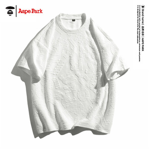 Aape Park男士短袖t恤男款夏季2024新款潮牌男装宽松大码白色衣服