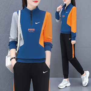 韩版运动套装女士卫衣秋冬运动服减龄加厚女款休闲大码两件套