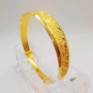鑫源珠宝黄金手镯妈妈款足金999纯金新款推拉七彩凤凰镯首饰正品