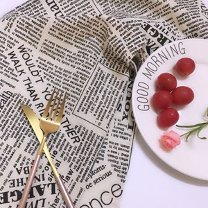 复古字母英文报纸餐巾棉麻布 西餐餐垫摆件 拍照背景桌布拍摄道具