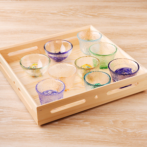创意日式餐具圆形玻璃蘸料碟花型盏商用九宫格烤肉木盒日料珍味碟