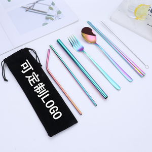 304不锈钢吸管餐具便携餐具套装勺叉筷三件套开业礼品logo定制