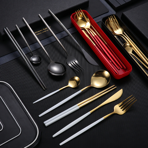 开业礼品定制logo不锈钢便携式餐具刀叉勺筷子五件套装学生三件套