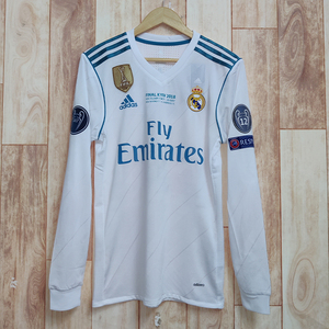 17-18皇马主场长袖球衣欧冠球员版7号c罗转会前最后赛季足球服