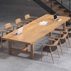 实木大板会议桌办公室大板桌工作台大桌子长方形木头大桌子简约