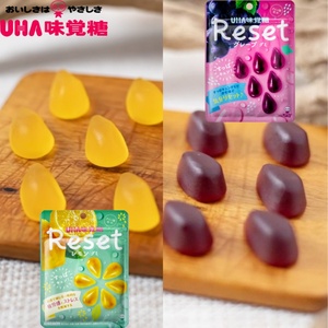 日本本土人气糖果UHA味觉糖葡萄柠檬水滴形QQ糖咀嚼果汁味糖果40g
