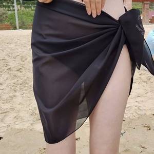 2024新款ins沙滩泳池温泉性感泳衣纯色比基尼单独纱巾防晒半身裙