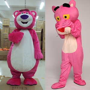 草莓熊卡通人偶服装粉红豹充气草莓熊粉红熊行走玩偶表演人偶服装