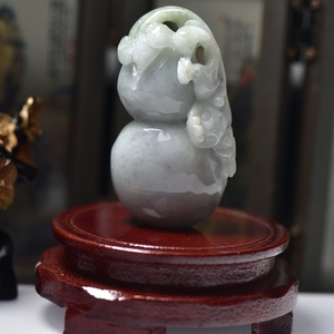 缅甸天然翡翠a货玉石葫芦把件手玩件玉雕福禄寿玉器摆件手把