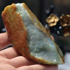 缅甸翡翠a货玉器原石把件收藏摆放玉原石手玩件带证书