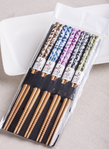 出口日本家用迷彩系列竹木筷情侣筷子环保防滑创意筷子 5双