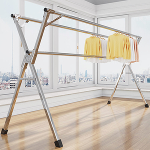 承重加厚立体式小型室内宿舍组装简易杆可折叠伸缩晾衣杆晾衣架式