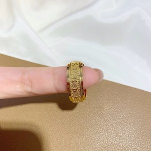 24k黄金男女2022新款戒子纯金六字真言可旋转指环999足金转运戒指