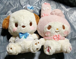 日本 furyu 景品 牛奶白美乐蒂 pc狗 粉白蝴蝶结 毛绒 公仔摆件