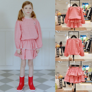 roanjane高端设计师女童红格子套装韩国代购24春季长袖衬衫+短裙