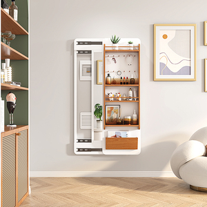 全身镜壁挂式家用穿衣镜子定制落地挂墙试衣镜一体梳妆台推拉隐形