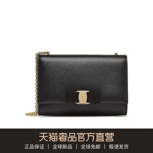 ferragamo/菲拉格慕 vara经典款牛皮女包黑色蝴蝶结ol单肩斜挎包