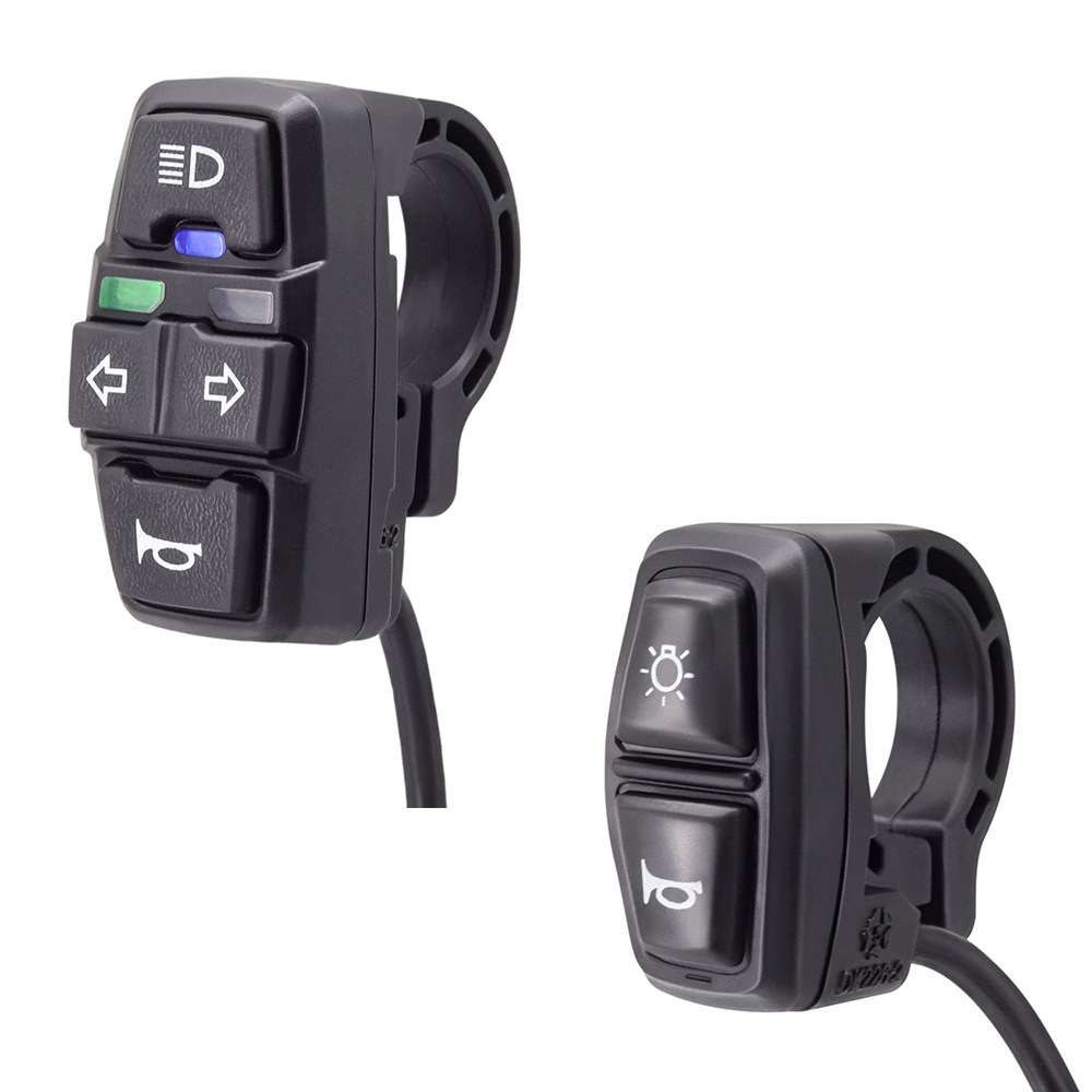 电动自行车左右转向灯开关助力单车前灯和喇叭2合1按钮通用滑板车