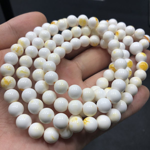 俄料金瓷白妖孽蜜蜡手串天然原石精品白蜜虎皮纹多宝手链108佛珠