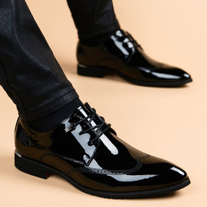 黑色皮鞋男正装商务休闲真皮镜面软底尖头英伦内增高结婚新郎男鞋