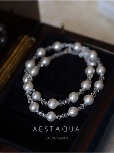 公主日记 绝美奥地利水晶珍珠间隔美国925纯银设计感气质百搭项链