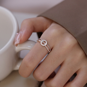 艳炟925纯银戒指女小众设计可调节开口食指指环ins风高级感银戒子