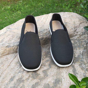 镂空布鞋男士中国风透气体闲网眼布鞋软底一脚蹬老北京布鞋单鞋