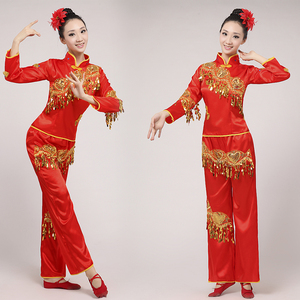 秧歌服2020新款夏天演出服女民族风成人舞蹈服装中老年广场舞套装