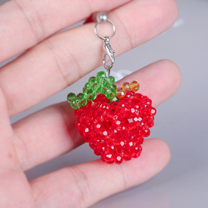 手工编织制作水果自制创意可爱钥匙扣串珠水晶苹果挂件成品挂饰品