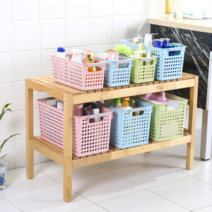 日式长方形塑料篮大号收纳筐桌面橱柜置物篮整理筐厨房浴室储物篮