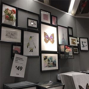 ikea宜家 克诺宾 画框挂墙相框摆台相片架 黑色国内代购