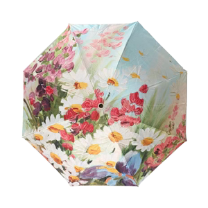 女夏季双面双层创意向日葵油画防晒防紫外线太阳伞晴雨两用三折伞