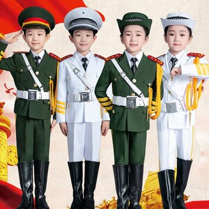 儿童军装升旗手正步走军装幼儿园学生国旗班陆军军官制服演出服装