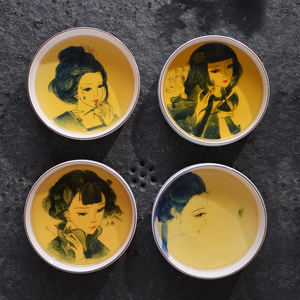 景德镇釉下彩手绘青花瓷人物手工茶杯品茗杯陶瓷茶盏