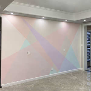 电视背景墙壁纸壁布客厅沙发轻奢风几何拼色装饰立体影视墙布壁画