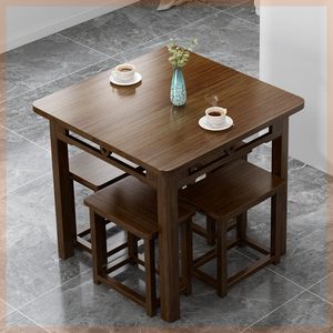 四方桌小户型创意正方形餐桌客厅吃饭桌食堂茶桌实木家用学习桌子