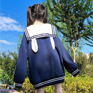 学院风套头卫衣女春秋季jk制服原创日系可爱软妹海军领水手服宽松