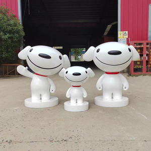 户外京东狗玻璃钢雕塑卡通狗公仔吉祥物商场店铺门厅门店迎宾摆件