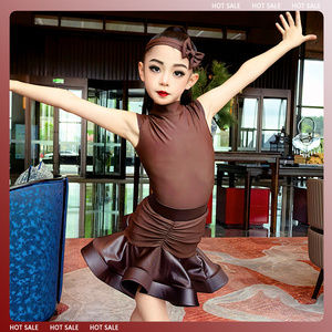 儿童夏季拉丁舞蹈服少儿网红拉丁舞裙练功服女童表演服公主演出服