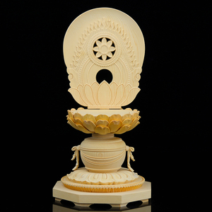 桧木莲花座观音神佛像底座背光垫高奇花异石八角坐莲实木雕刻摆件