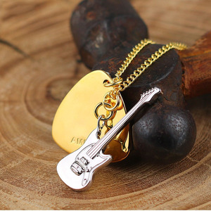 拨片吉他吊坠925纯银项链男女长款 邓紫棋同款摇滚
