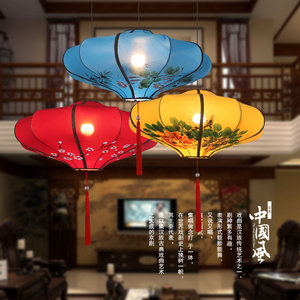 中国风古典宫灯中式布艺吊灯现代创意火锅茶楼饭店灯具红灯笼吊灯