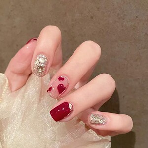 90158人付款淘宝指甲贴片新娘穿戴式中式美甲贴片结婚孕妇哺乳婚纱照
